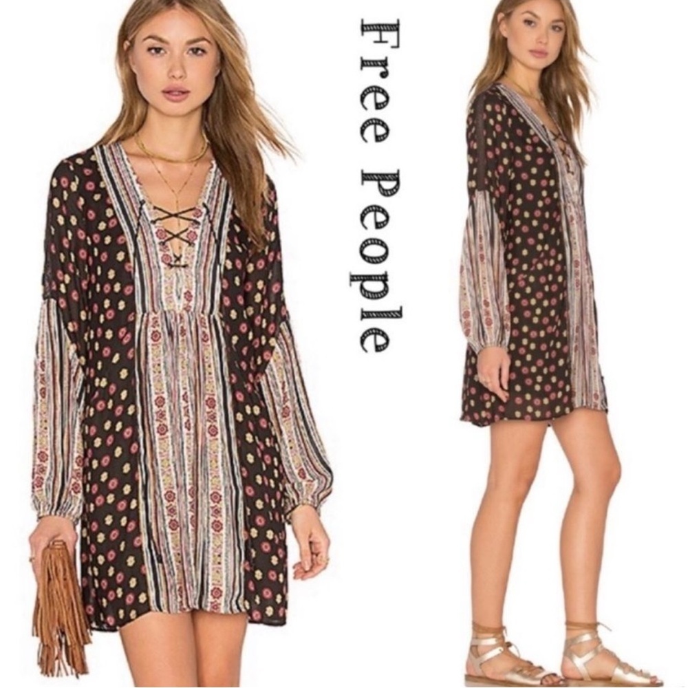 Free People Rain or Shine Pebble Print Tunic Mini Dress – Size Small